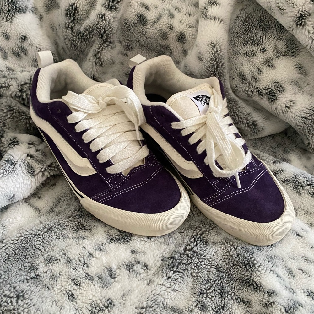Vans Purple and White Knu Skool Suede Shoe